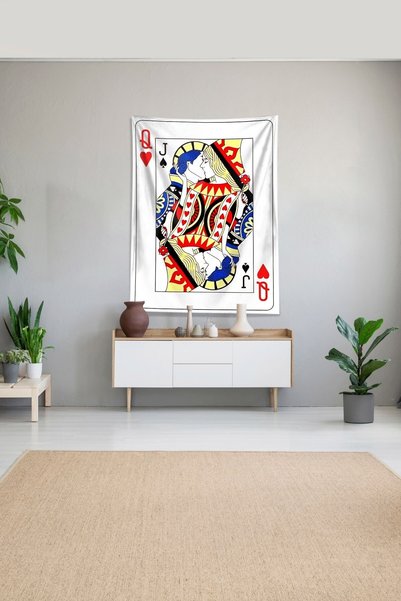 Latibule Multicolored Joker And Queen Playing Cards Stain Resistant Velvet Fa...
