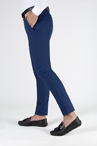 Terapi Men Erkek Slim Fit Petekli Italyan Kesim Keten Pantolon 21k-2200420-6 Sax