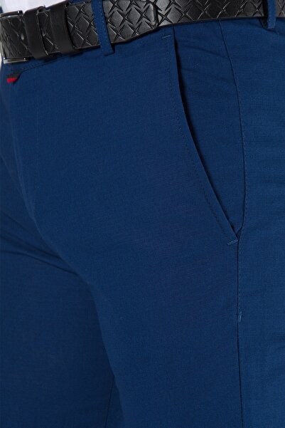 Terapi Men Erkek Slim Fit Petekli Italyan Kesim Keten Pantolon 21k-2200420-6 Sax