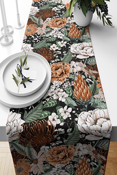 Pilloveland Runner Scarlet Desenli Süet Dokuma 140*40 Cm