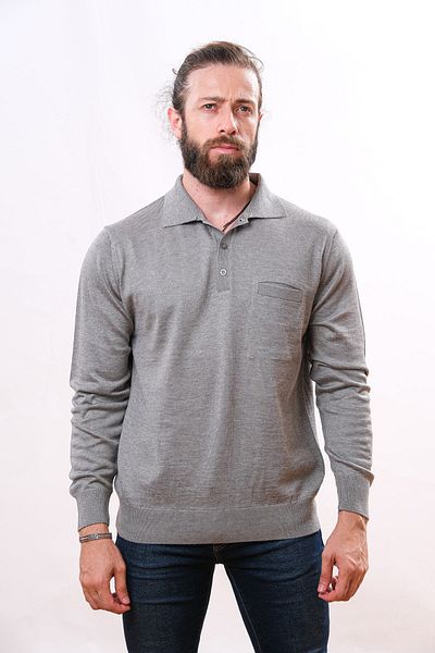 Çukurova Wool Polo Neck Knitwear Sweater - Light Gray