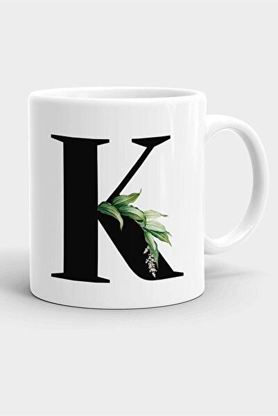 Fotografyabaskı Porcelain White Mug with Letter K Letter 12