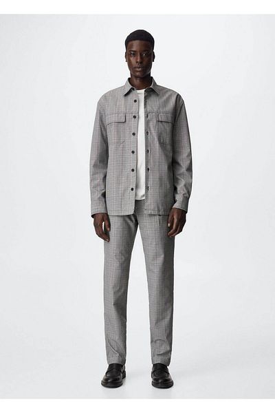 MANGO Man Checkered Shirt Jacket with Pockets