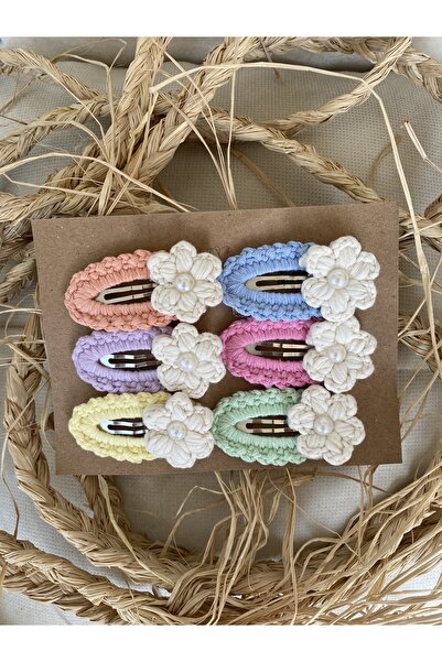 Nevdusha Design Flower Detailed Colorful Knitted Snaps Girl's 6-Piece Buckle Set