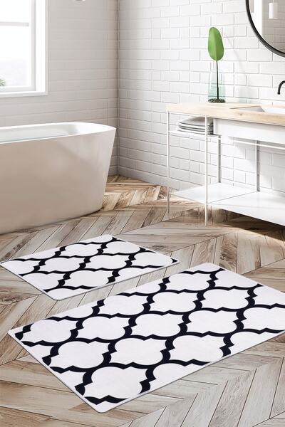 Dijidekor Spade White Digital Double Bath Mat Toilet Set Antibacterial