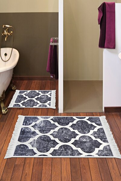 Dijidekor Black Spade 2-Piece Bath Mat Toilet Set