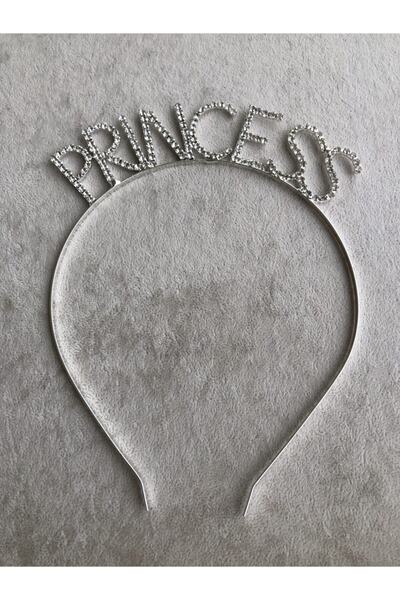 hediye butik Ασημί Χρώμα Μεταλλική Πέτρα Πριγκίπισσα με γράμματα Κορώνα για π...