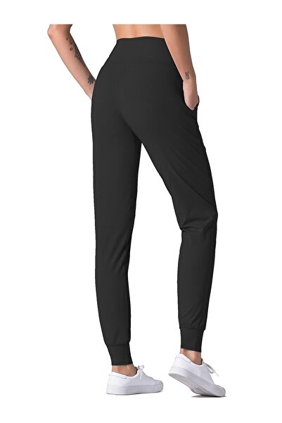 Winmoda34 Γυναικεία μαύρα ψηλόμεση Jogger Sweatpants Joggers