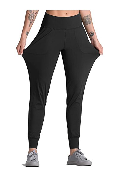 Winmoda34 Γυναικεία μαύρα ψηλόμεση Jogger Sweatpants Joggers