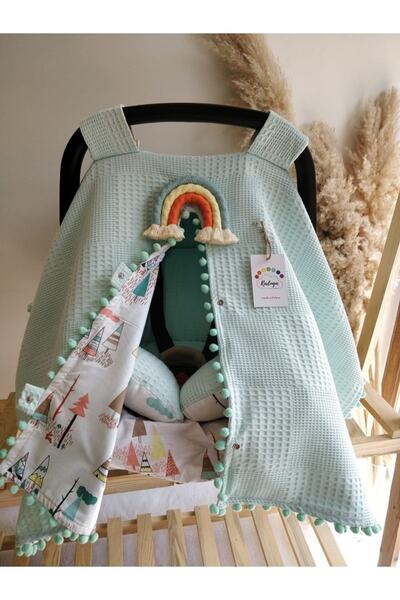 Raduga Collection طقم عربة أطفال مزدوج الجوانب بلون النعناع - غطاء ووسادة ومل...