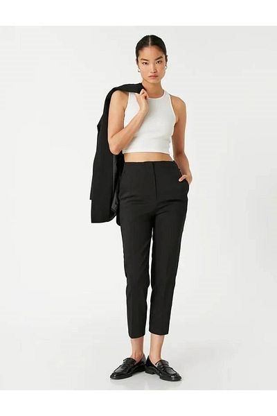 Koton Women's Classic Trousers Black 3wak40127uw
