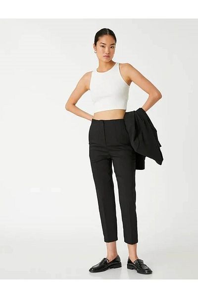 Koton Women's Classic Trousers Black 3wak40127uw
