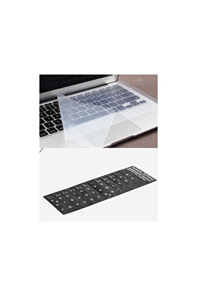 emrebilisim 15,6" Inc Klavye Koruyucu Silikon Şeffaf + Türkçe F Sticker Klavye Tuş Takımı 2'li Set