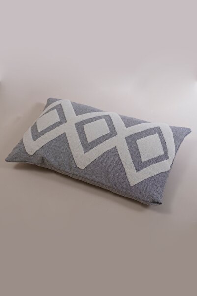 vivamaison Smoked Cotton Fabric - Punch Embroidered Special Design Throw Pillow Cover 35x55 Cm