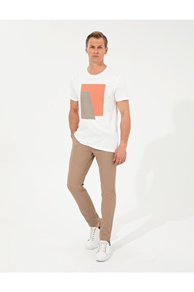 Pierre Cardin Μπλουζάκι Ecru Slim Fit Crew Neck