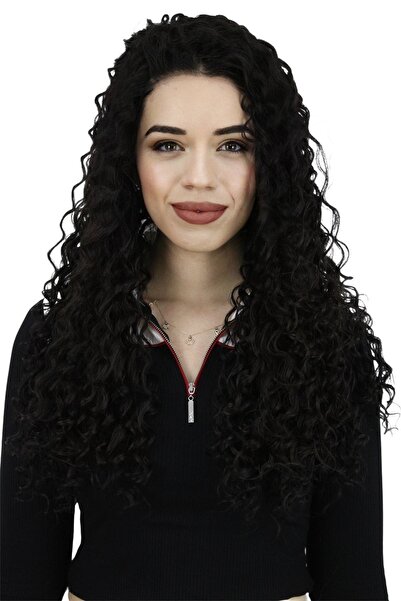 Eva Peruk Afro Dalgalı Tül Peruk Koyu Kestane 300 Gr 70 Cm