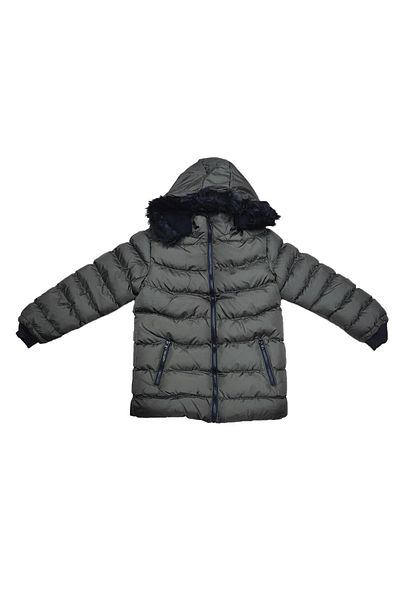 LifeForModa Boy's Stripe Detailed Zipper Pocket Furry Hooded Puffer Jacket Coat 4001