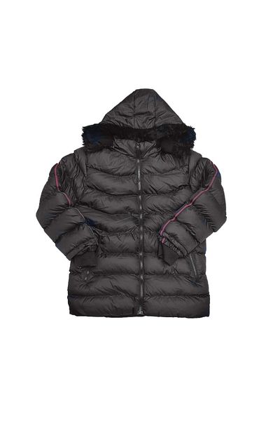 LifeForModa Boy's Stripe Detailed Zipper Pocket Furry Hooded Puffer Jacket Coat 4001