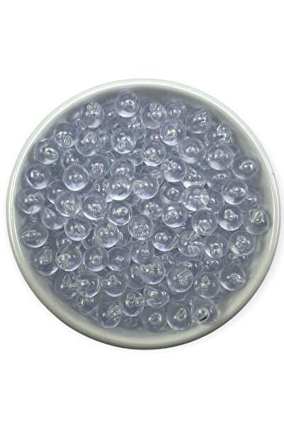 MİR 8 Mm Deliksiz Kabak Boncuğu Su Kabağı Boncuğu Şeffaf (1 Kg - 3900 Adet)