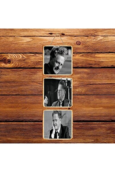 hazalshop Ναζίμ Χίκμετ Τριπλή ρετρό ξύλινη αφίσα