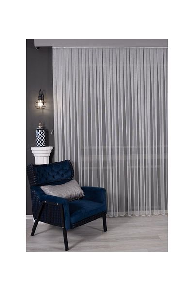 perhal perde ve halı Honeycomb Textured 1-2 Sparse Pleated Tulle Curtain