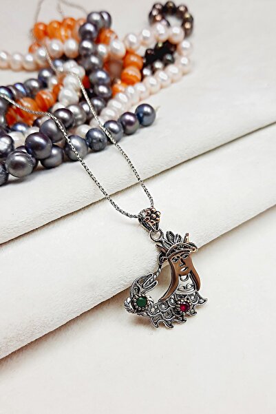 Altınışık Gümüşçülük 925 Ayar Gümüş Oksitli Telkari Şahmaran Modeli Zümrüt Ya...