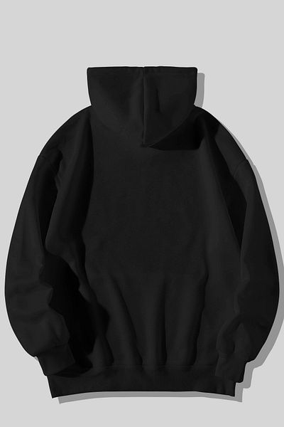 Harmandar Spirit of the Forest Bear Printed Unisex Black Kangaroo Pocket Hooded Sweatshirt Hoodie