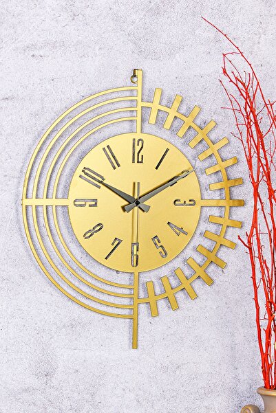 Muyika Design Muyika Dubai Metal Gold Eskitme Duvar Saati 50x50cm Sessiz Meka...