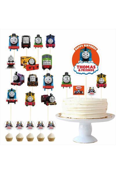 SİYAH PARTİ EVİ Thomas Ve Arkadaşları Doğum Günü Pasta Süsü Kürdan Seti