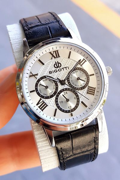 Bigotti Women's Black Multifunctional Leather Strap Wristwatch 664659
