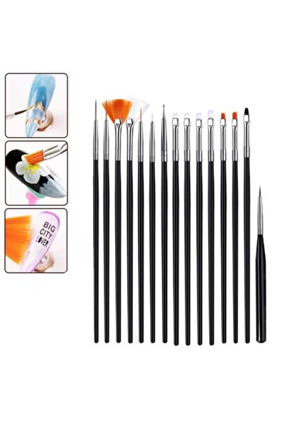 LİZAGOLD Nail Art Tırnak Süsleme Desen Fırça 15'li