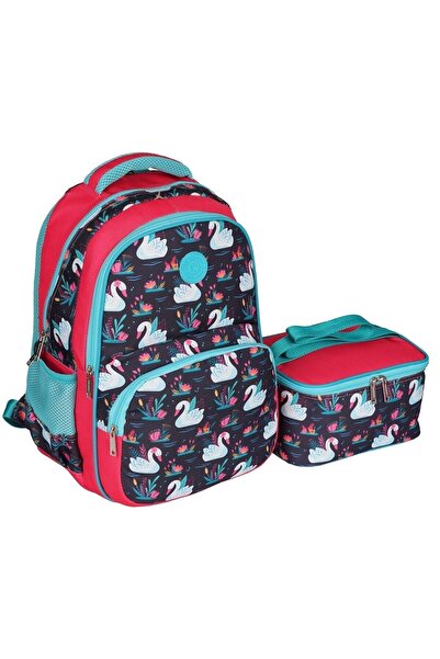 MODA Rucsac și cutie de prânz pentru fete, cu model, pentru școala primară, m...