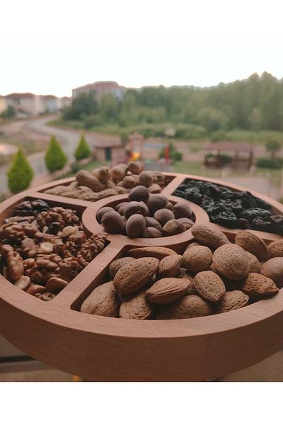 Cankurtaran Design Wooden Breakfast Fruit Nuts Chips Serving Plate