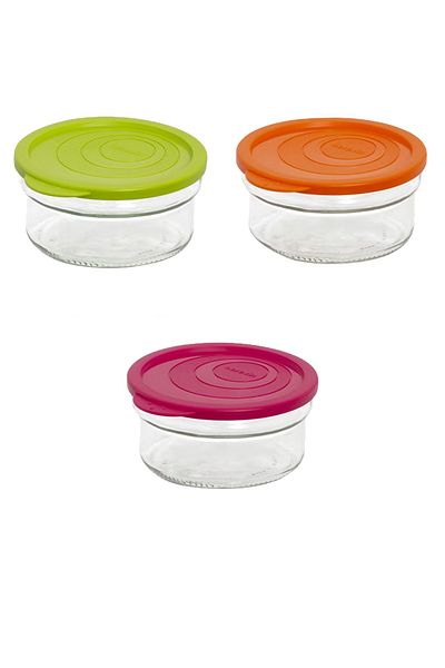 krommet 3-Piece Colored Glass Breakfast Container with Lid, Storage Container 425 Cc