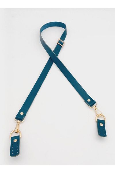 angel çanta aksesuar Real Leather Adjustable Long Handle 2x130 Turquoise Light Gold Metal