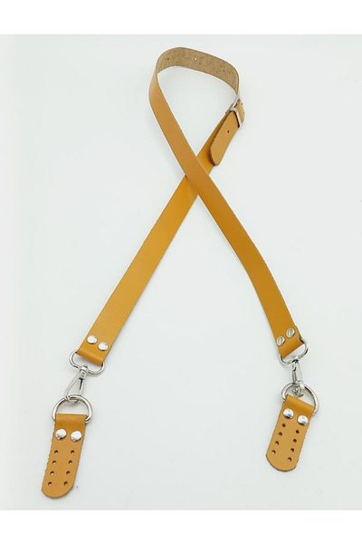 angel çanta aksesuar Mustard Color Metal Real Leather Long Handle - 2.3X130