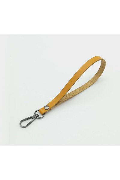 angel çanta aksesuar Real Leather Mustard Color Handpiece with Smoked Metal