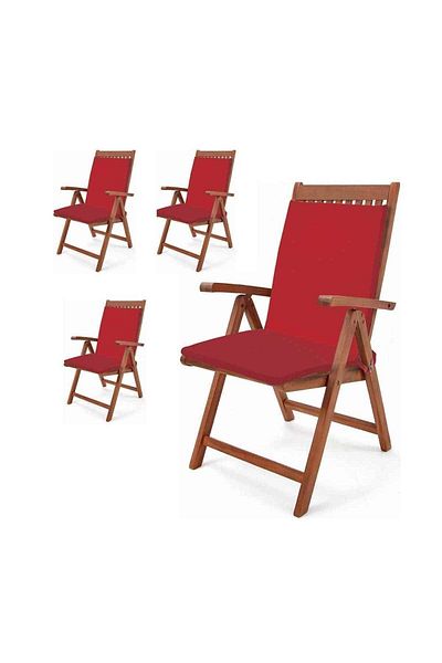 mer-tim ezberbozan ev tekstili Mer-tim Garden Balcony Living Room Red Chair Cushion (with backrest) 4 Pieces
