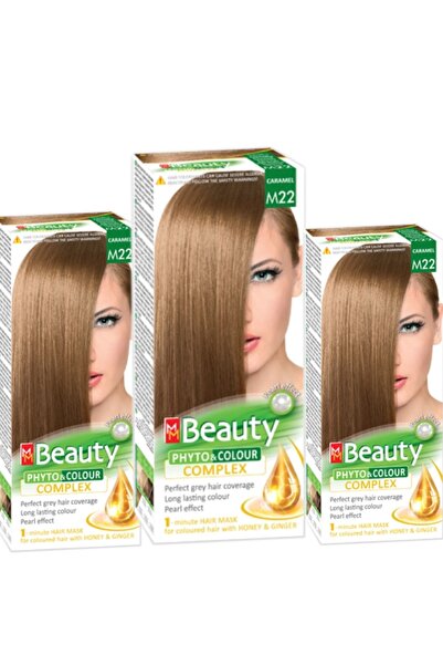 MM Beauty Saç Boyası M 22 ( Açık Kumral Karamel ) Set Boya 3'lü Set Boya