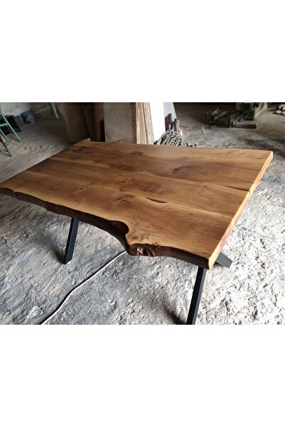 Bintaş Mobilya Naturel Doğal Kenar Ceviz Ağacı Kütük Yemek Masası 85x160.cm