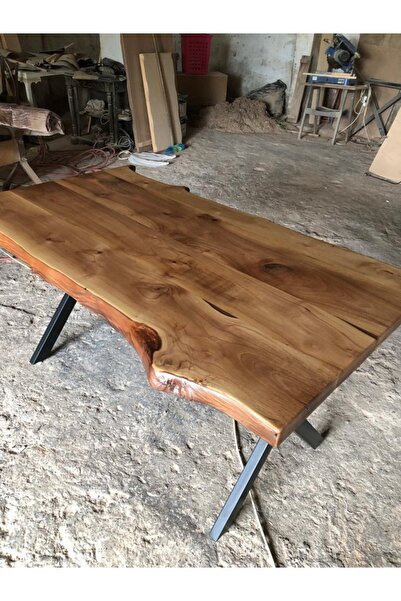 Bintaş Mobilya Naturel Doğal Kenar Ceviz Ağacı Kütük Yemek Masası 85x160.cm