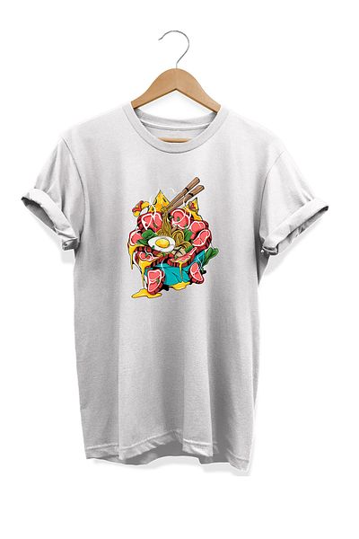 remonz Μπλουζάκι με στάμπα Ramen Series Food 100% Cotton Plus Size