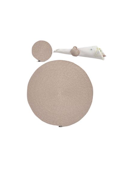 Natural Dowry Light Mink Placemat Set - Light Mink American Service - Πλατεράκι - Σουβέρ - Δαχτυλίδι από χαρτοπετσέτα