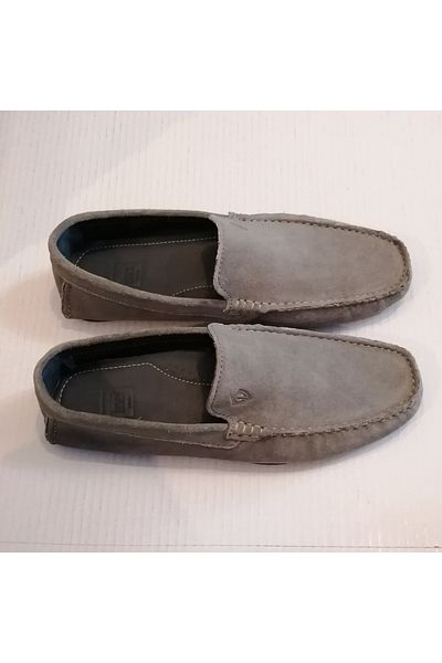 İnci Unisex Genuine Leather Suede Gray Hand Stitched Soft Crampon Rubber Sole Loafer Shoes