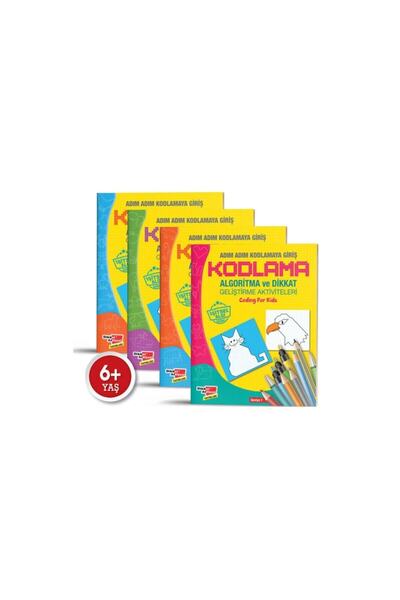 Dikkat Atölyesi Yayınları Algoritma Temelli Adım Adım Robotik Kodlama 4lü Kit...