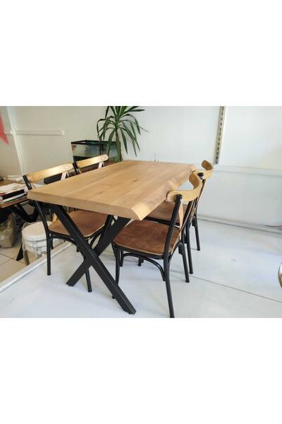 Bintaş Mobilya 4 Kişilik Kütük Masa Tonet Sandalye Takımı 120x75.cm