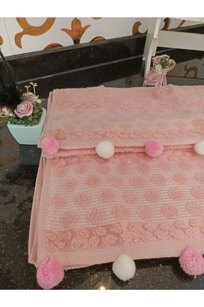 Yarençeyiz Σετ 2 πετσετών χεριών και προσώπου με 50×90 Pompom
