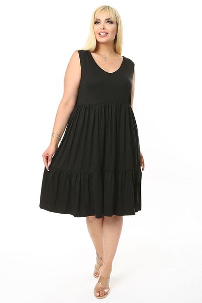 Madwilo Women's Black Plus Size Layered Dress