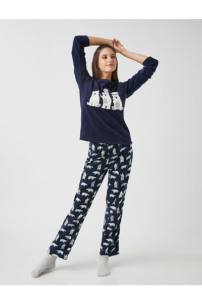 Koton Pyjama - Dunkelblau - Print