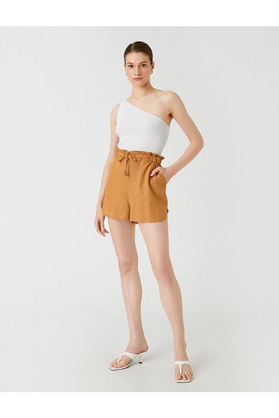 Koton Mini Shorts Linen Blended Tie Waist